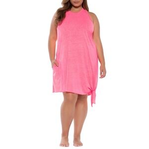 BECCA ETC‎ Beach Date Asymmetrical Side Tie Pink Swim Cover Up Dress Size 0X